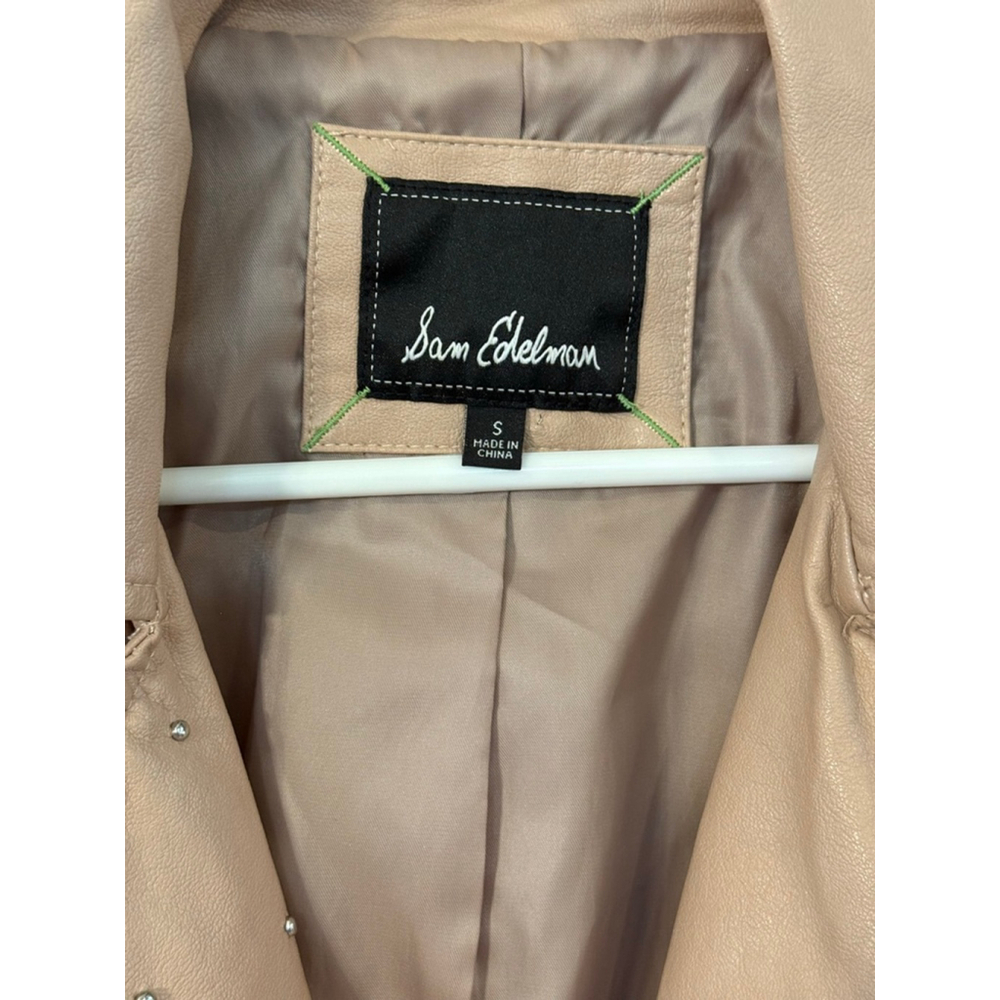 Sam Edelman Blush Faux Leather Moto Jacket Women’s Small Pink Zip Biker - Picture 3 of 8
